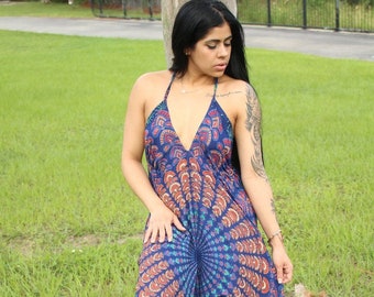 Boho Rayon Jumpsuit: Sleeveless Hippie Romper