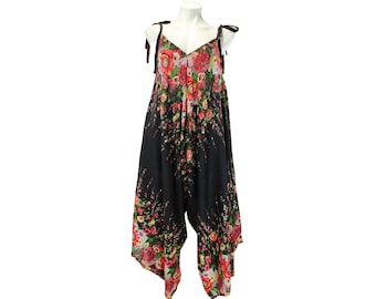 Harem Jumpsuit Floral hippie Wide Pants Jumpsuit, bohemian dress