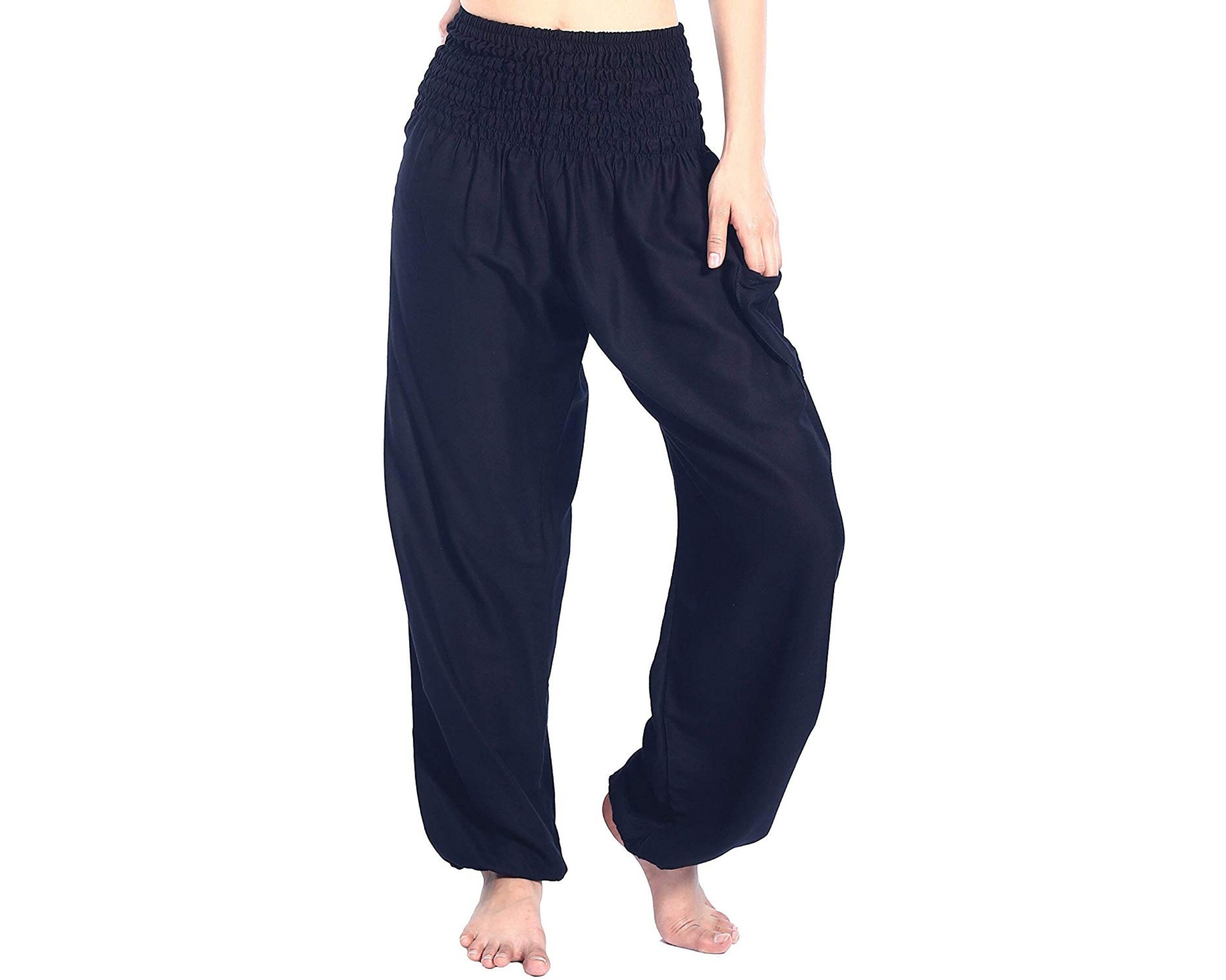 Black Boho Yoga Pants Harem Pants 