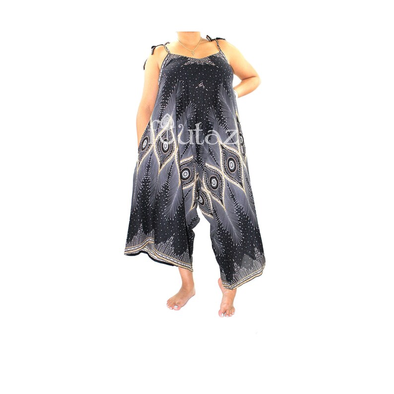 Handmade Bohemian Jumpsuit w/pockets Festival romper boho clothing Hippie romper Comfy pants Cruise clothing Romper Suit Free Shipping image 1