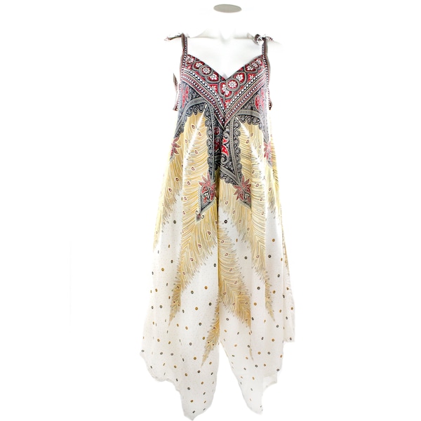 Boho Rayon Jumpsuit: Women's Wide Leg Bohemian Pants