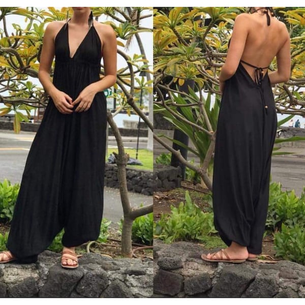 Hippie Clothes Harem Pants Boho Dress Jumpsuit women Baggy jumpsuit Bohemian pants Black Boho Jumpsuit Gift for her Hippie pants