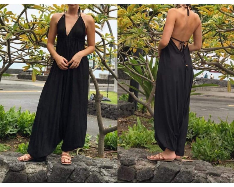 Hippie Clothes Harem Pants Boho Dress Jumpsuit women Baggy jumpsuit Bohemian pants Black Boho Jumpsuit Gift for her Hippie pants 