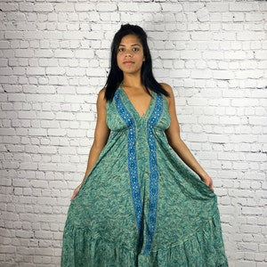 Long Bohemian Dress/Casual Halter dress/Beach Dress/boho dress/ Goddess Dress/ Godess Maxi Dress /Bohemian Open Back Dress/
