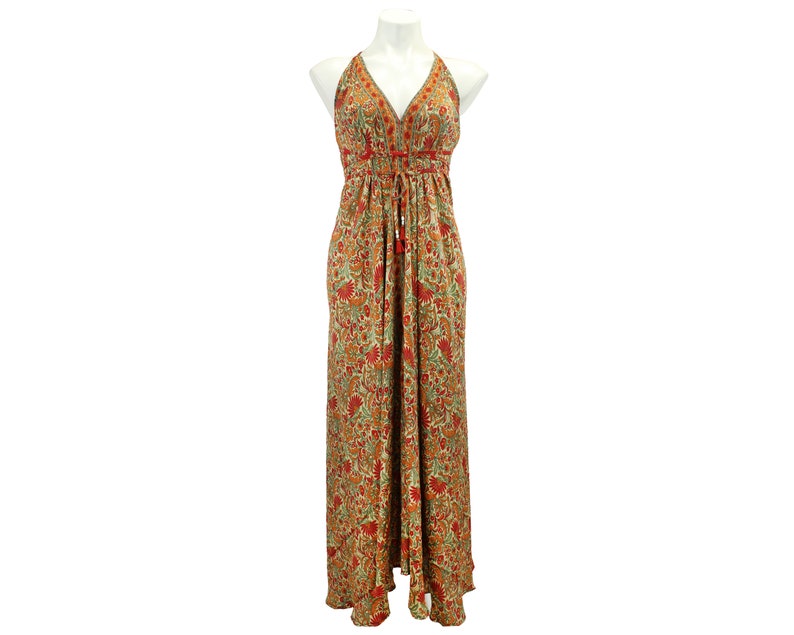 Boho Silk DressCasual comfy Bohemian Halter dressBeach Summer DressSilk boho dress