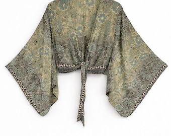 Boho Crop Top,Bell Sleeve Tie Top, Festival Tops