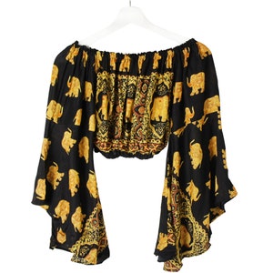 Boho Crop Top for Women, Belly Dance  Crop Top Blouse, festival clothing, Festival crop top,Long Sleeve Tops,Bell Sleeve Tops,Gypsy Clothing