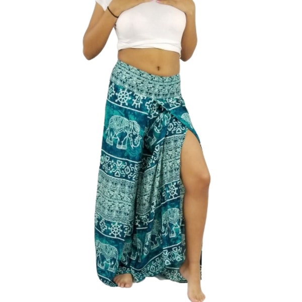 Turquoise Wrap around pants,comfy pants,Beach pants,hippie pants, vacation pants,Open Leg Pants,Free Shipping