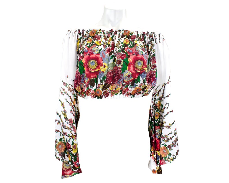 Flower Long Sleeve Crop Top Bohemian Crop Top for Womenbelly Etsy