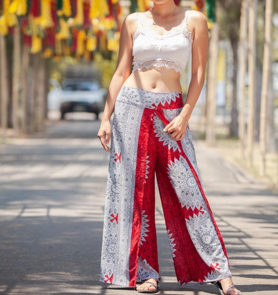 Yoga Pants Hippie Clothes Bohemian Pants Wrap Beach Red and Etsy