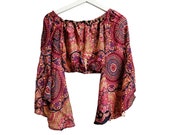 Bohemian Crop Top for Women, Belly Dance Crop Top Blouse, festival clothing, Festival crop top, Long Sleeve Tops,