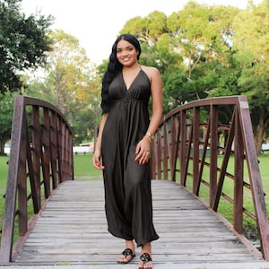 Black Boho Harem Jumpsuit: Sleeveless Rayon Romper