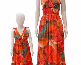 Matching Mother Daughter Maxi Dress Set | Mommy and Me Dresses | Boho Floral Summer Dress | Family Matching Outfits