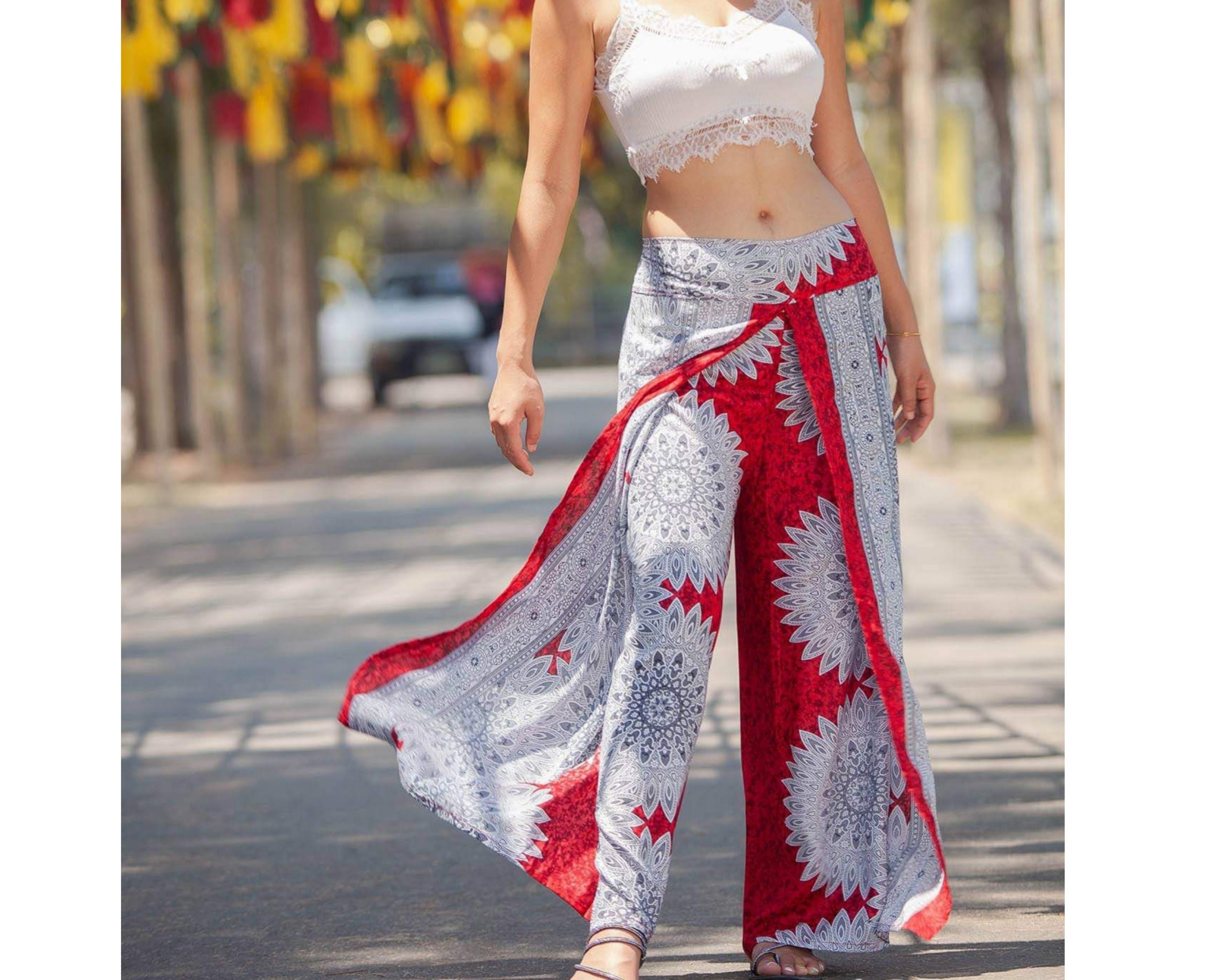 Yoga Pants Hippie Clothes Bohemian Pants Wrap Beach Red and Etsy