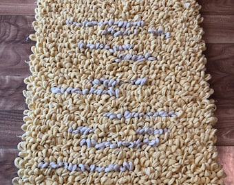 Handwoven Yellow Loopy Pile UpCycled Accent Rug