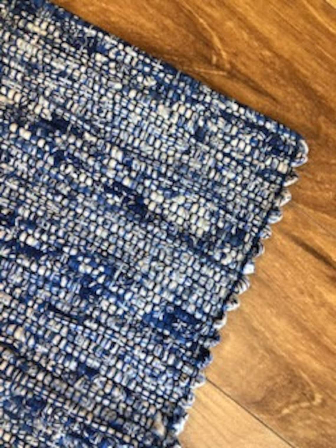 Rug Blue and White Handwoven Cotton Washable Rug Rag Rug Etsy