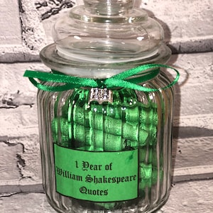 1 year of William Shakespeare quotes in a jar, The Bard, Literaturary gift, Romeo and Juliet, Hamlet