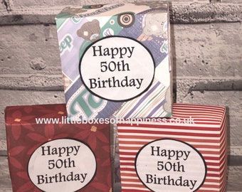 50th Birthday Box - Handmade, unique gift. Special Birthday, Coming of Age gift.