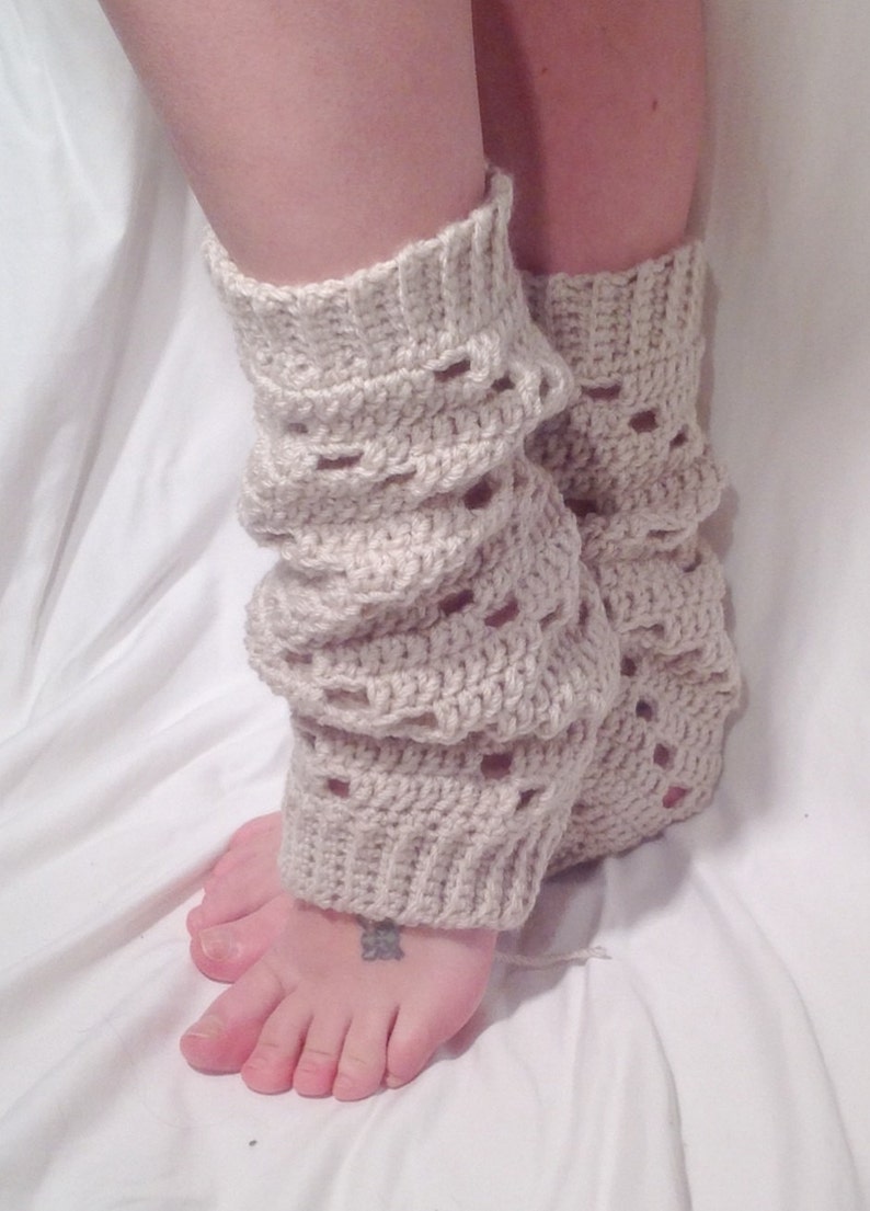 Oatmeal Swirl Lace Stitch Crochet Leg Warmer Etsy