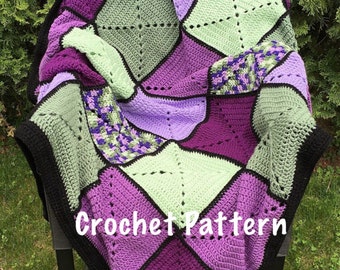 Schema all'uncinetto - Coperta patchwork all'uncinetto con quadrati della nonna di base