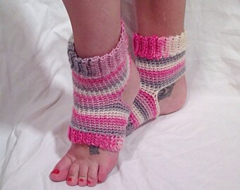 Rosa Gestreifter wolle häkeln Yoga Socken