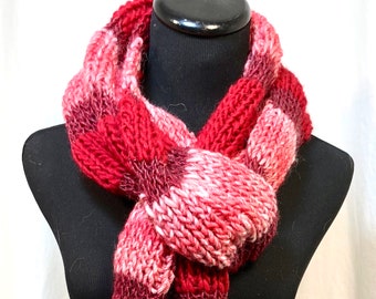 Red Stripe Wool Knit Scarf