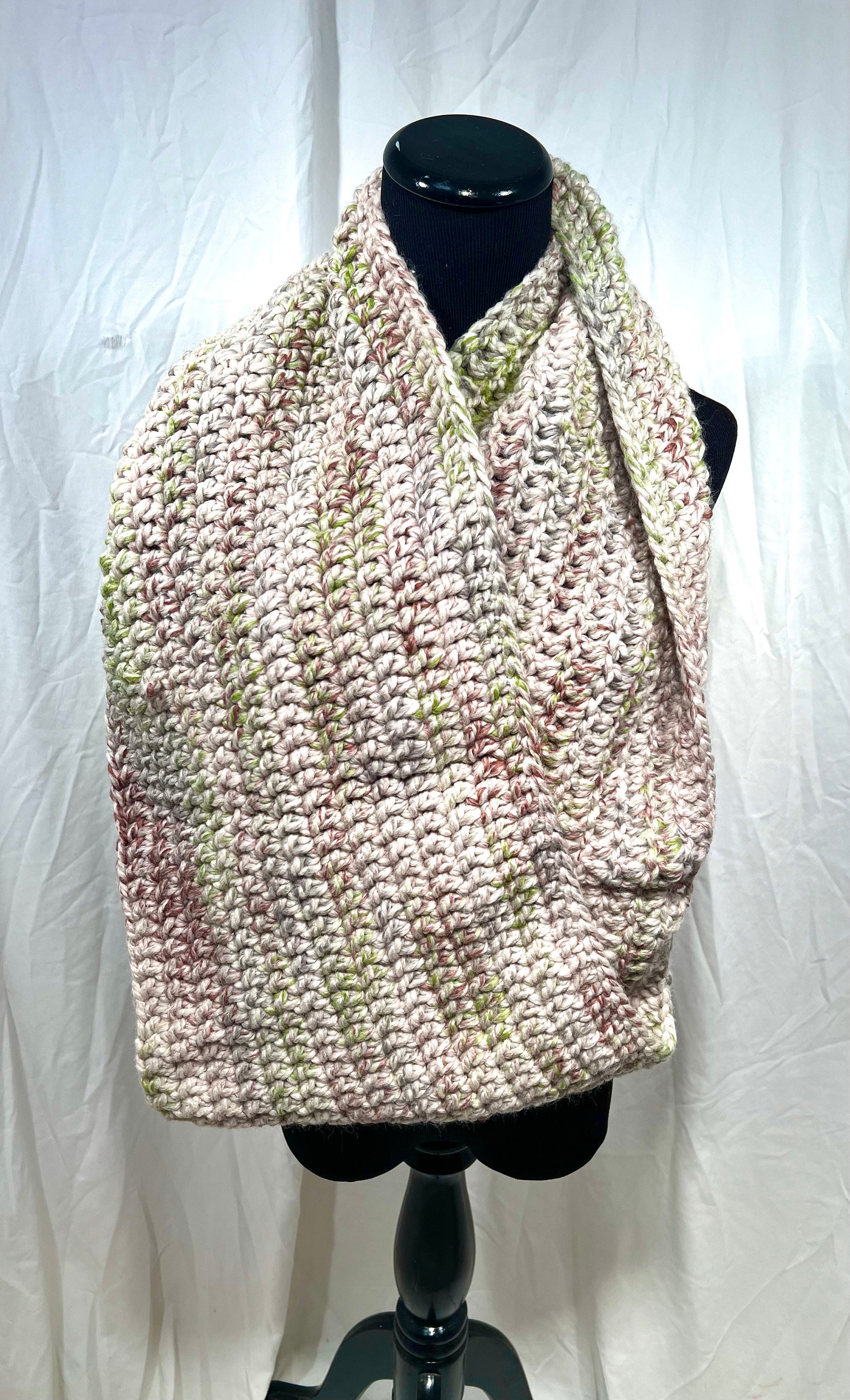Cream Tweed Chunky Infinity Crochet Scarf - Etsy