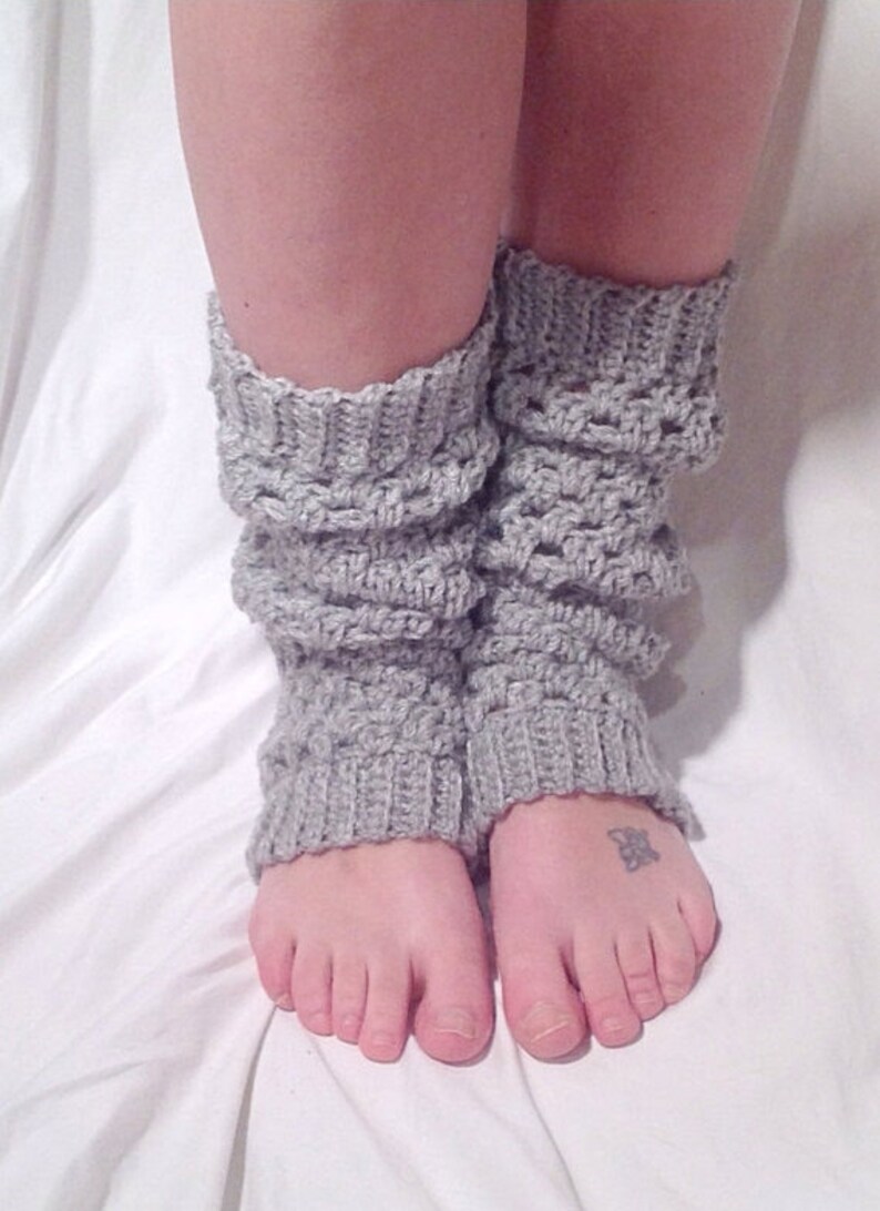 Grey Lace Stitch Crochet Leg Warmer Etsy