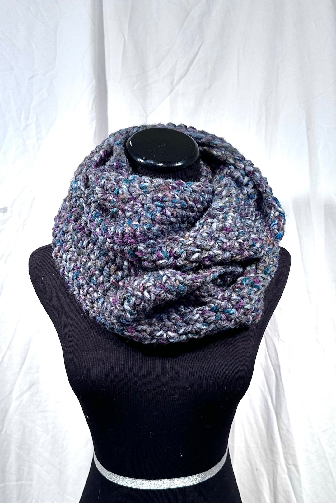 Infinity Design Tweed Multicolor Tweed Chunky Infinity Crochet Scarf - Etsy