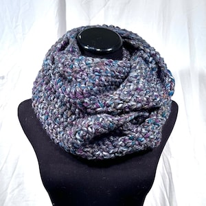 Multicolor Tweed Chunky Infinity Crochet Scarf