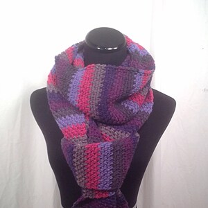Berry Striped Crochet Oversize Blanket Scarf