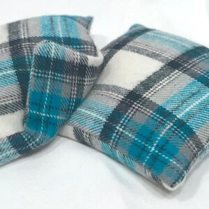 Handmade Microwave Rice Bag Hand Warmers – Set Of 2, Red Plaid Fleece – Reusable, Made In USA