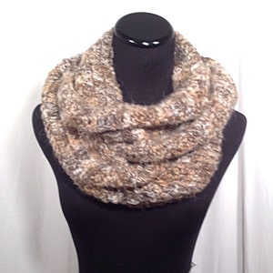 Sable Infinity Crochet Scarf, Neutral Crochet Scarf, Women's Winter Scarf, Crochet Infinity Scarf, Chunky Crochet Scarf, Tan Infinity Scarf image 3