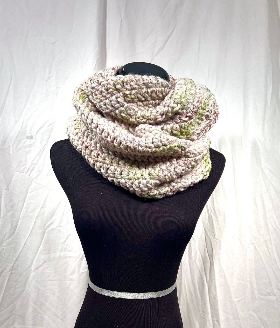 Cream Tweed Chunky Infinity Crochet Scarf - Etsy