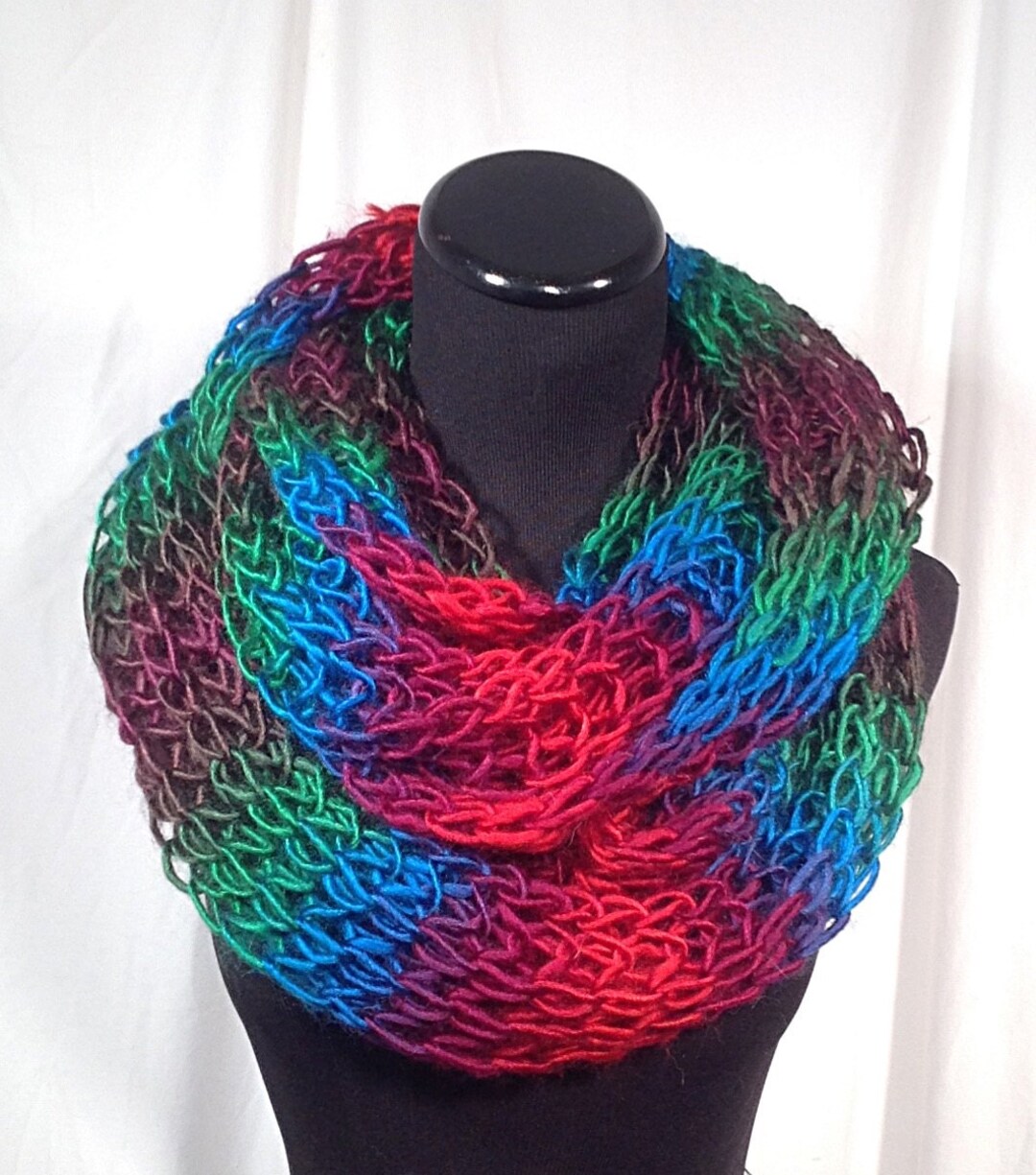 Rainbow Brioche Infinity Knit Scarf - Etsy