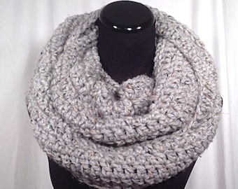 Schal Grau gesprenkelt Infinity häkeln