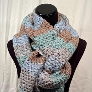 Earth Toned Striped Crochet Oversize Scarf