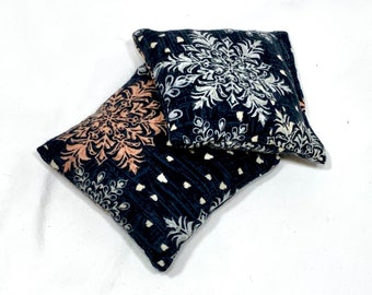 Snowflake Mini Rice Hand Warmers, Reusable Rice Packs, Flannel Hand Warmers, Elegant Snowflake