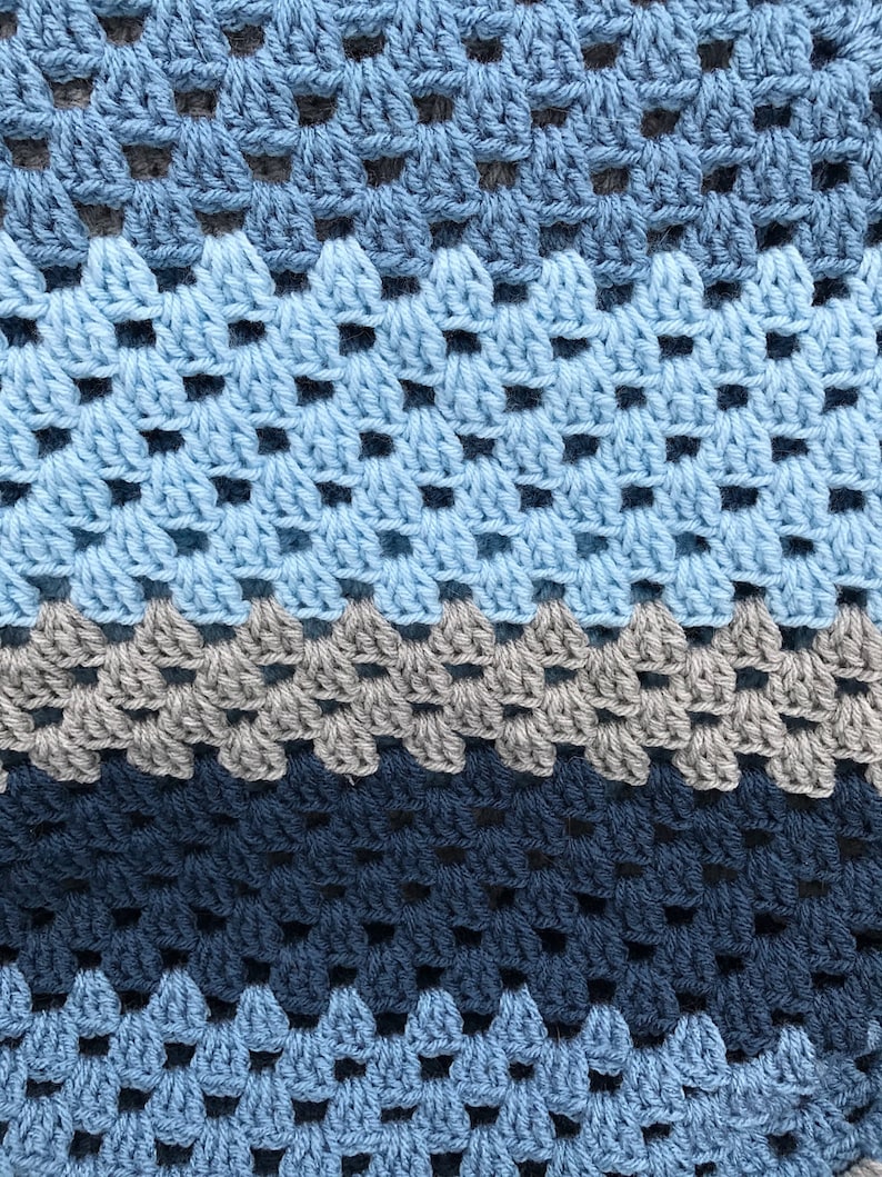 Crochet Pattern Blue and Grey Giant Granny Square Crochet Blanket image 2