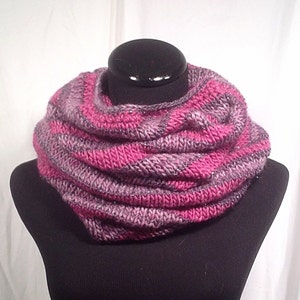 Pink and Purple Sparkle Striped Infinity Knit Scarf