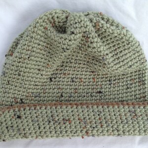 Warm Winter Mint Chip Yarn Acrylic Fold-Over Crochet Hat