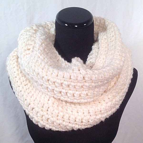 Winter White Crochet Infinity Scarf