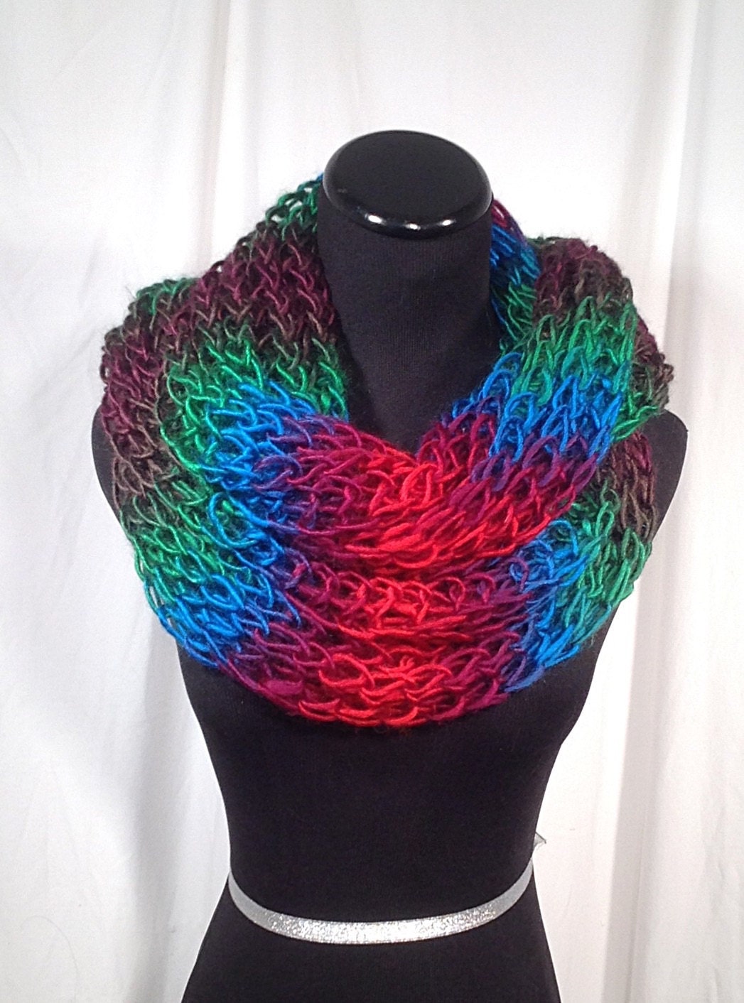 Rainbow Brioche Infinity Knit Scarf - Etsy