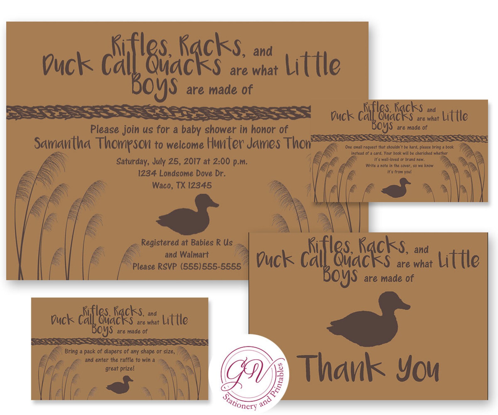 Printable Brown Duck Hunting Themed Baby Shower Invitation Etsy