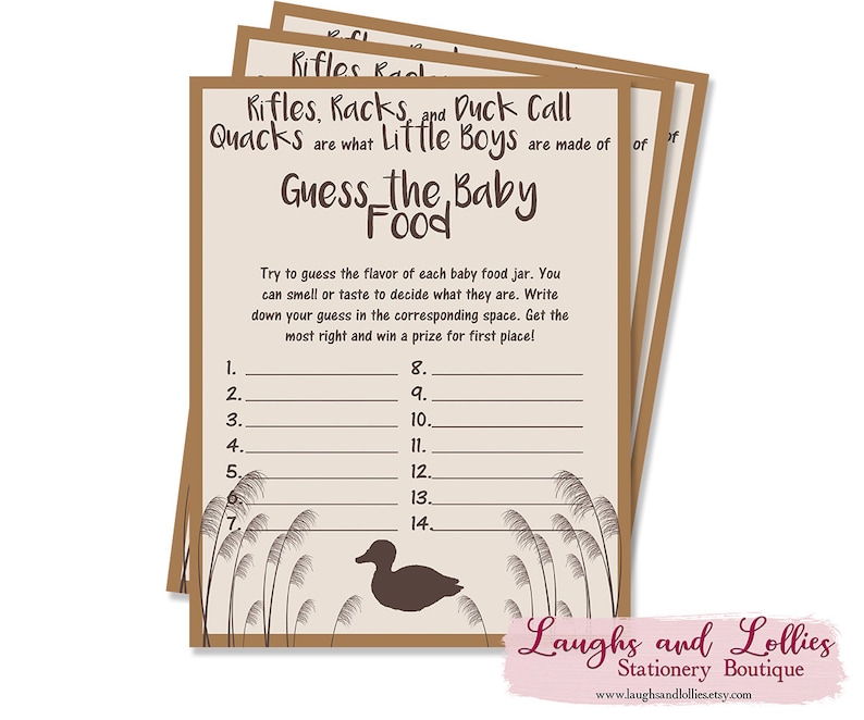 Printable Duck Hunting Theme Printable Baby Shower 13 Game Etsy