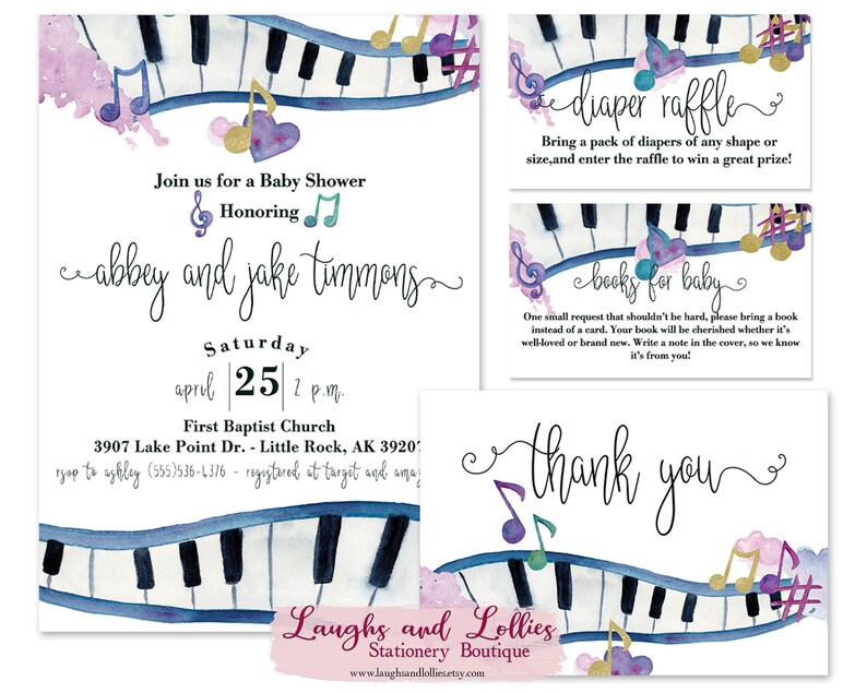 Musical Theme Baby Shower Invitation Music Note Baby Laughs | Etsy