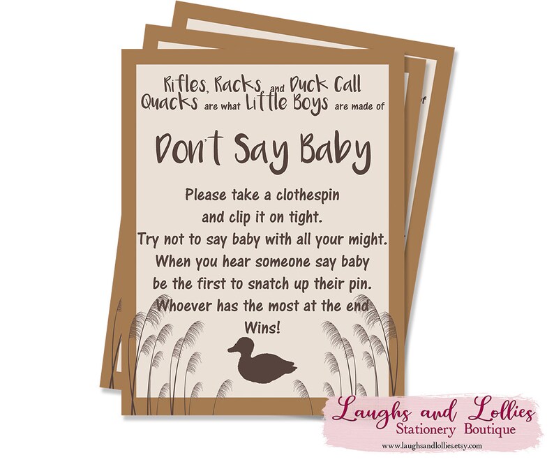 Printable Duck Hunting Theme Printable Baby Shower 13 Game Etsy