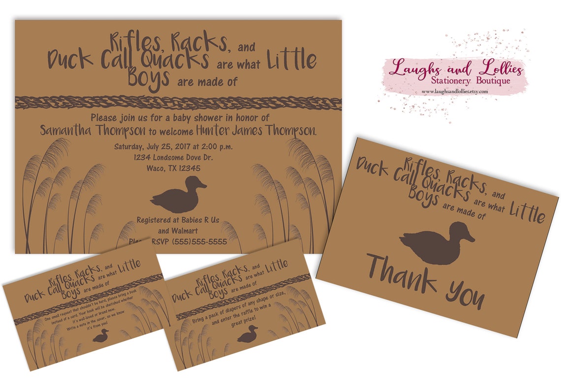 Duck Hunting Theme Baby Shower Invitation Outdoors Theme Etsy