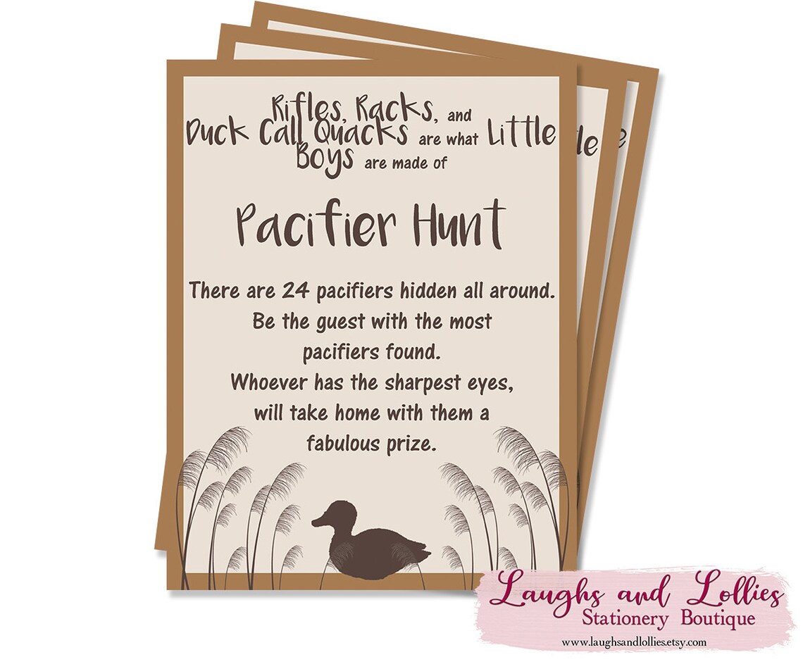 Printable Duck Hunting Theme Printable Baby Shower 13 Game Etsy