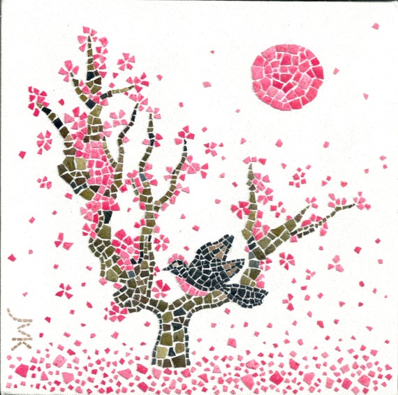 Mosaic Wall Art Office Home Decor Cherry Blossom Egg Shell Etsy 日本